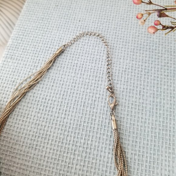 Silver Twisted Long Chain and Beads Necklace - Picture 6 of 6